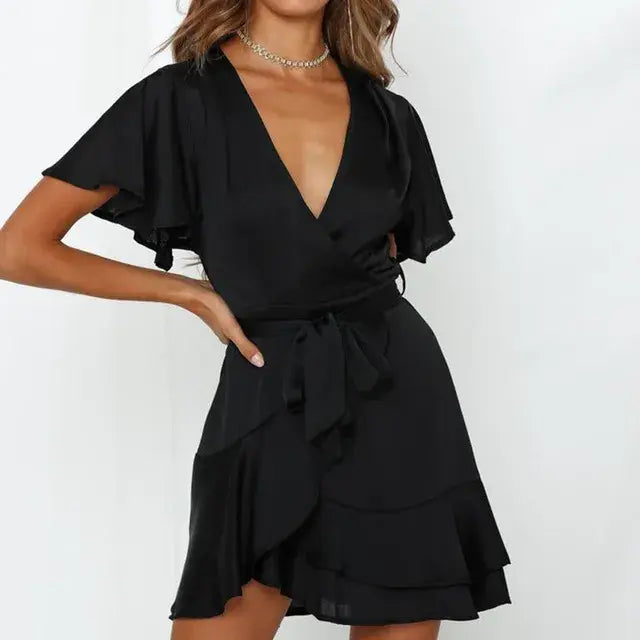 Chic Summer V-Neck Ruffle Dress