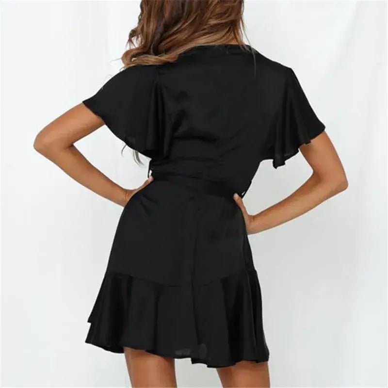 Chic Summer V - Neck Ruffle Dress - ModaFamilies Chic Summer V - Neck Ruffle Dress - ModaFamilies | Product Image or Size Chart