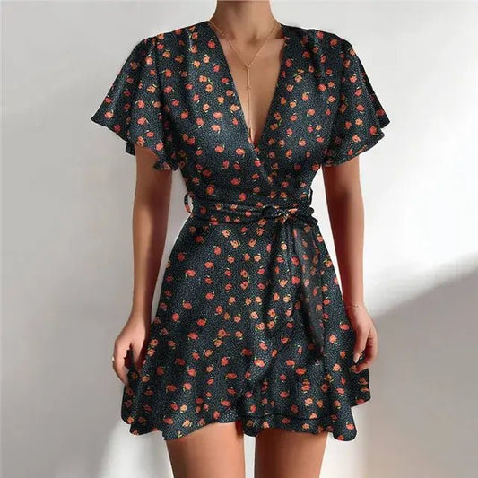 Chic Summer V - Neck Ruffle Dress - ModaFamilies Chic Summer V - Neck Ruffle Dress - ModaFamilies | Product Image or Size Chart