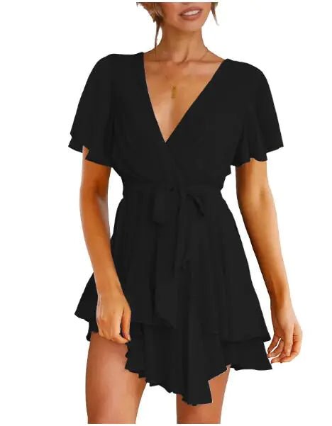 Chic Summer V - Neck Ruffle Dress - ModaFamilies Chic Summer V - Neck Ruffle Dress - ModaFamilies | Product Image or Size Chart