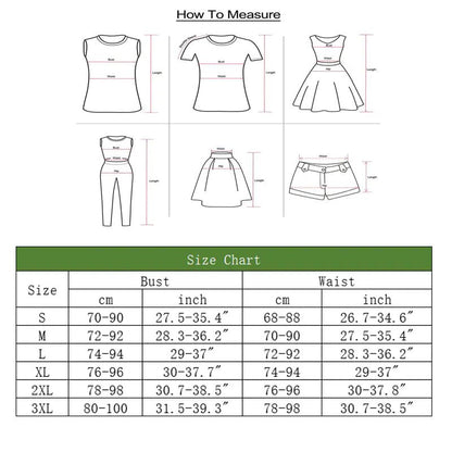 Sizing chart for lace sleepwear collection in cm and inches