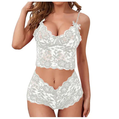 White floral lace nightwear set with comfortable fit