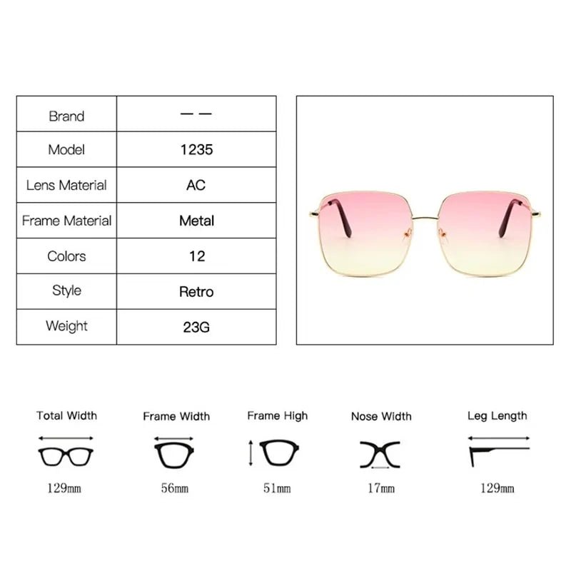 Elegant Square Sunglasses - ModaFamilies Elegant Square Sunglasses - ModaFamilies | Product Image or Size Chart