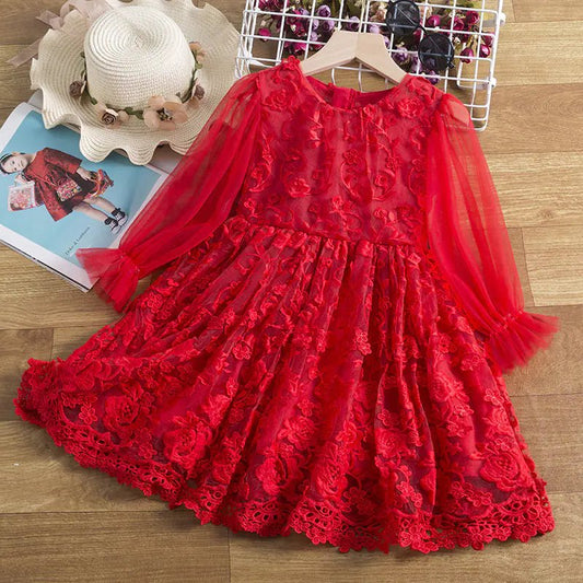 Girls' Long Sleeve Lace Princess Dress - ModaFamilies Girls' Long Sleeve Lace Princess Dress - ModaFamilies | Product Image or Size Chart