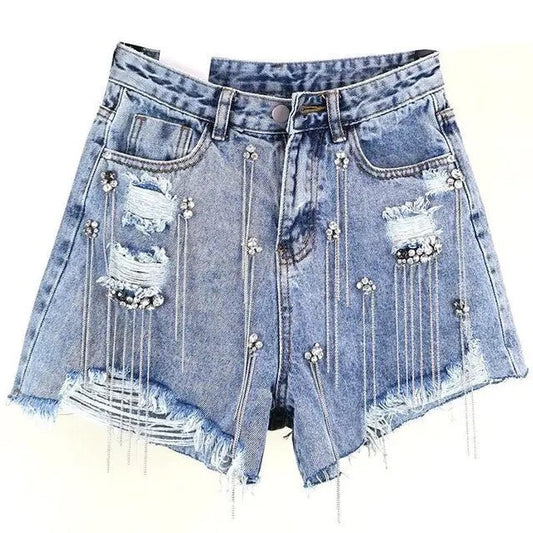 Glam Tassel Rhinestone Denim Shorts - ModaFamilies Glam Tassel Rhinestone Denim Shorts - ModaFamilies | Product Image or Size Chart