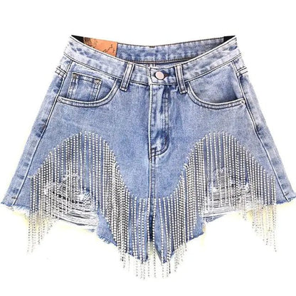 Glam Tassel Rhinestone Denim Shorts - ModaFamilies Glam Tassel Rhinestone Denim Shorts - ModaFamilies | Product Image or Size Chart
