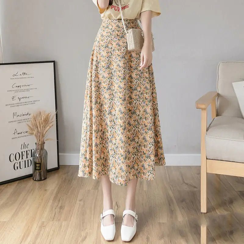High Waist Chiffon Daisy A - line Mid - length Dress - ModaFamilies High Waist Chiffon Daisy A - line Mid - length Dress - ModaFamilies | Product Image or Size Chart