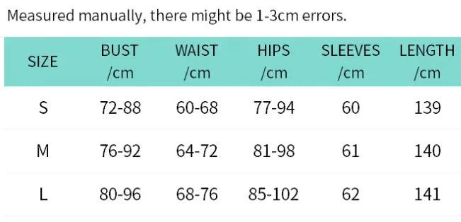 Size chart for Ladies' Square Neck Bodycon Dress showing bust, waist, hips, sleeves, and length in centimeters.