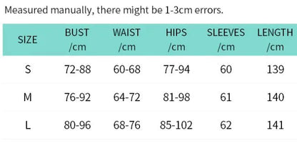 Size chart for Ladies' Square Neck Bodycon Dress showing bust, waist, hips, sleeves, and length in centimeters.