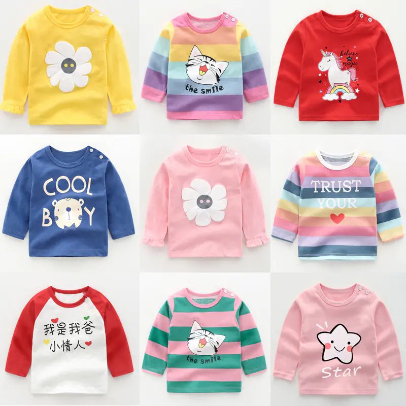 Playful Layers – Girls' Long - Sleeved Cotton T-Shirt - ModaFamilies Playful Layers – Girls' Long - Sleeved Cotton T-Shirt - ModaFamilies | Product Image or Size Chart