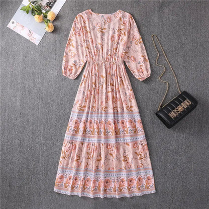 V - neck High Waist Bohemian Mid - length A - line Dress - ModaFamilies V - neck High Waist Bohemian Mid - length A - line Dress - ModaFamilies | Product Image or Size Chart